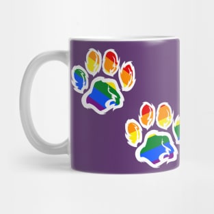 2 Furry Paw Prints in Rainbow Pride Fursuit Furson Mug